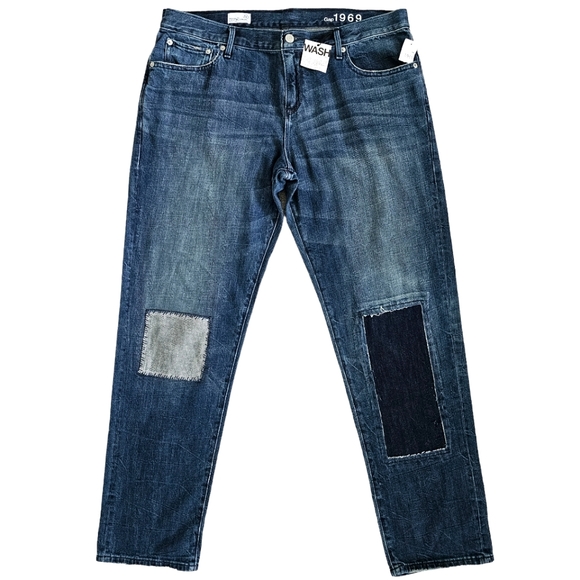 Nwt GAP 1969 Sexy Boyfriend  Grand Tall Patchwork Straightleg Jeans - Picture 1 of 16